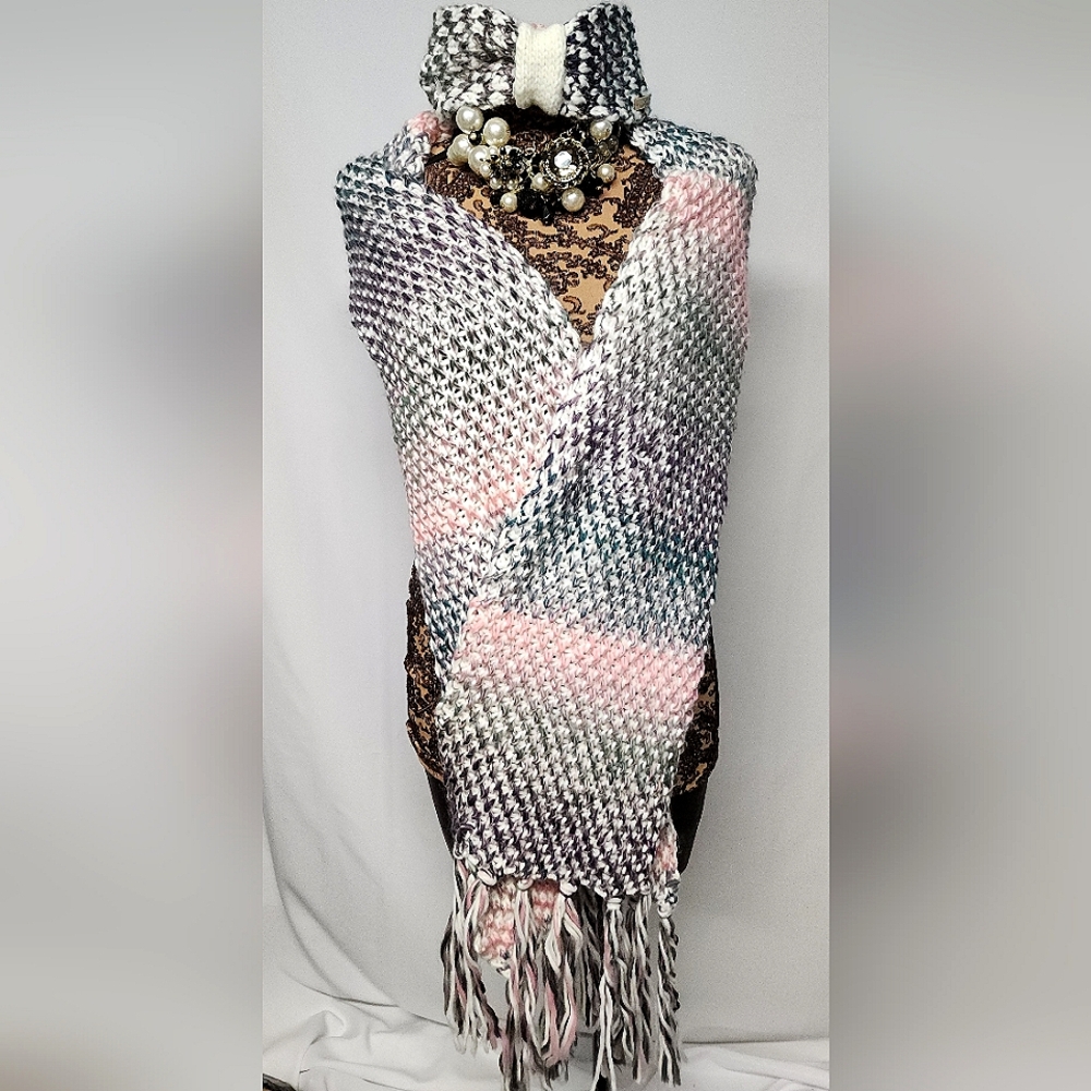 NORDBRON Chic Multicolor Knit Scarf Set. Head Wrap/Scarf.  New!